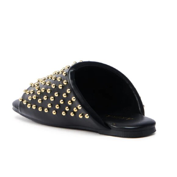Akira Bagger Studded Slip On Vegan Leather Sandal in Black - Picture 4 of 4